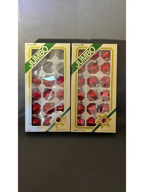 30 Jumbo Vintage Pyramid Red Glass Christmas Ornaments Made in USA